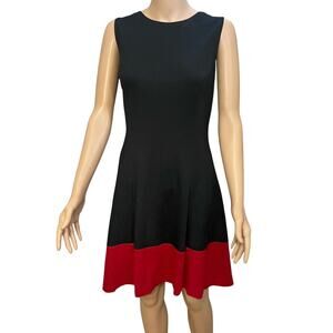 Lauren Ralph Lauren Colorblock Dress 12 A-line Ponte Knit Party Classic Preppy